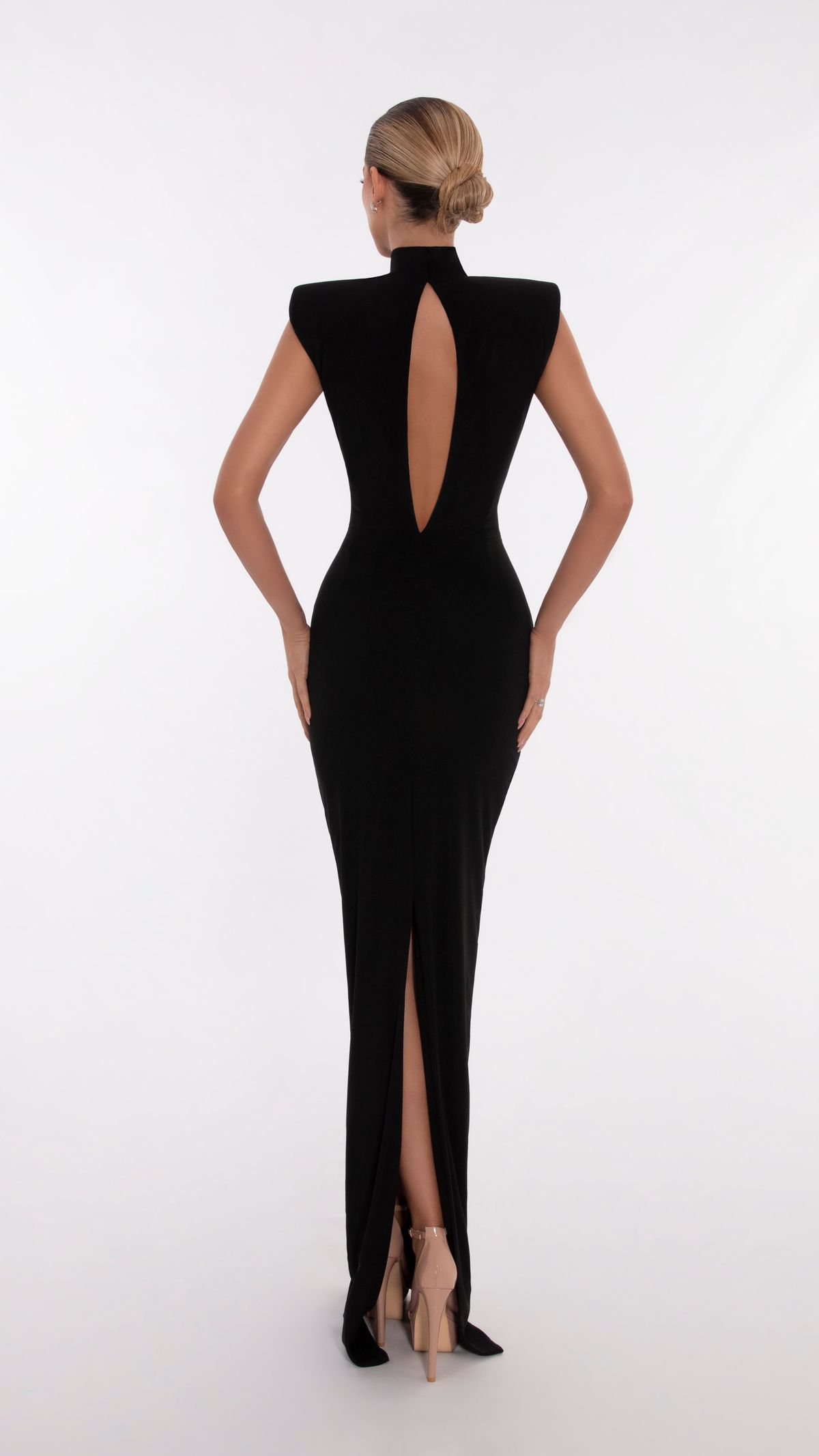Style AD5617 Albina Dyla Size 2X Pageant High Neck Black Side Slit Dress on Queenly