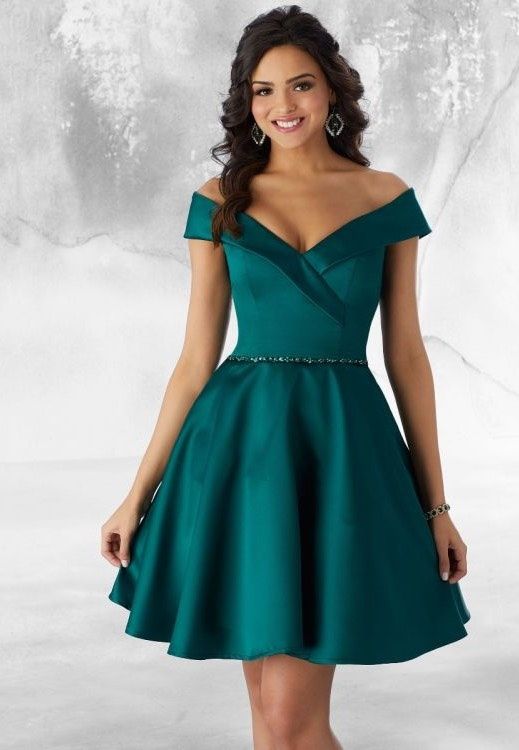 MoriLee Size 6 Prom Off The Shoulder Emerald Green Cocktail Dress on Queenly