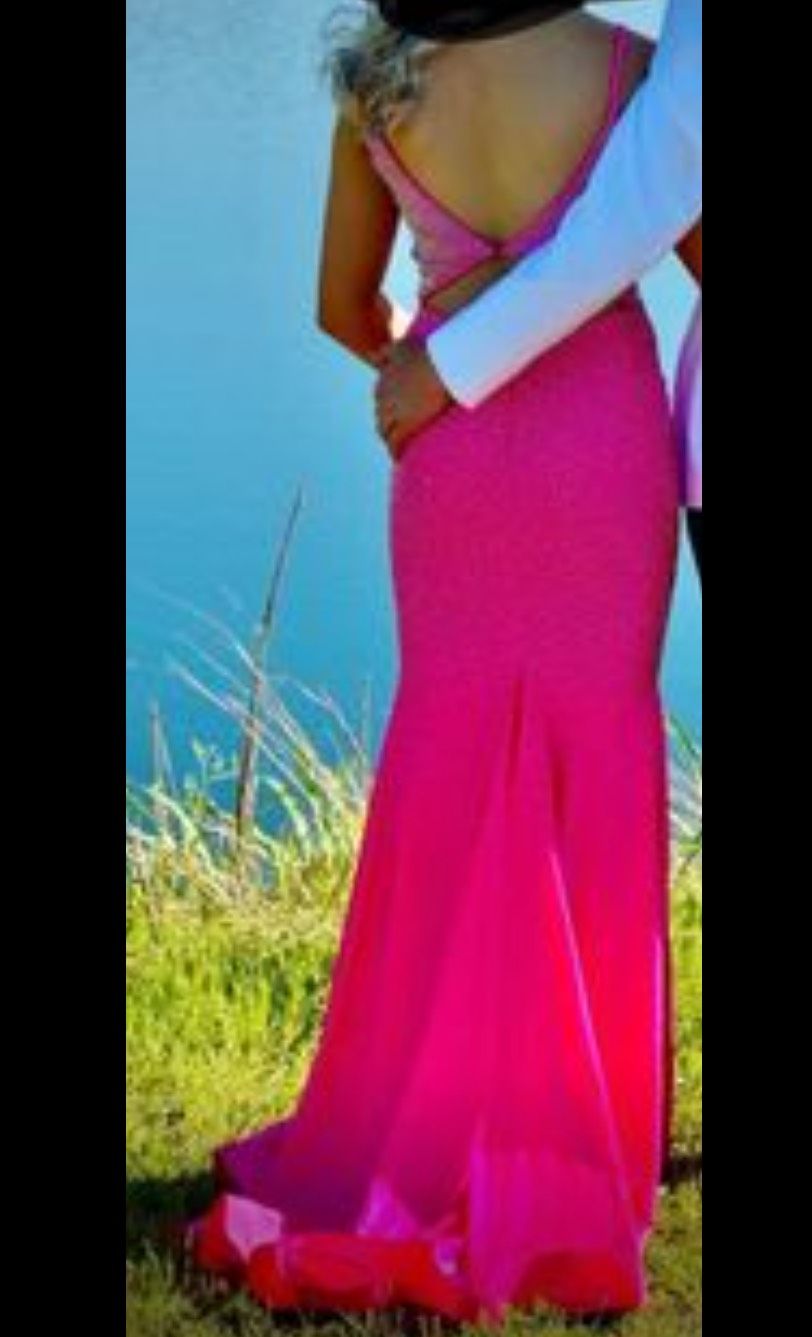 Terry Costa Size S Prom Plunge Pink Mermaid Dress on Queenly