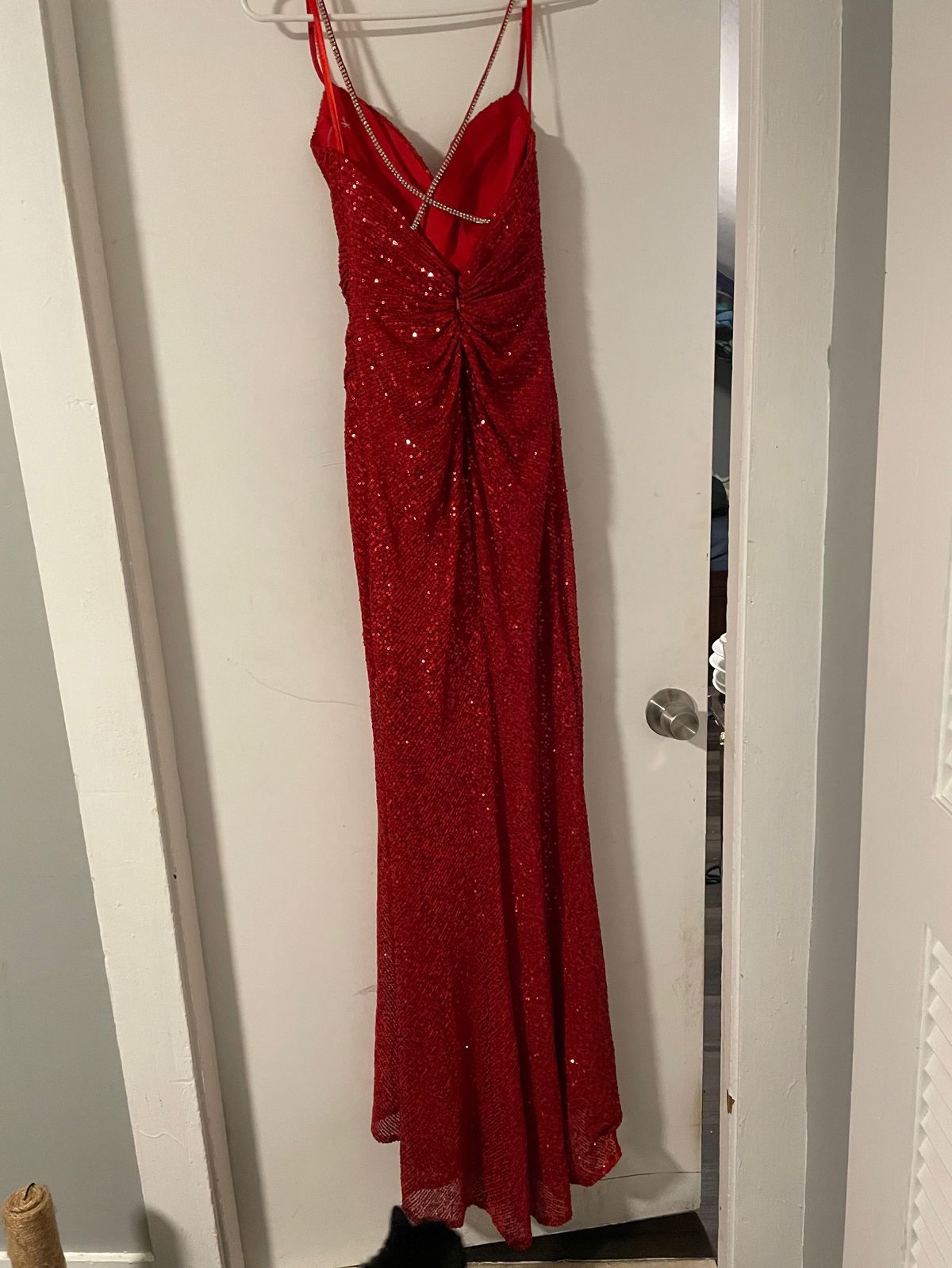 Dylan and david Size 2 Prom Plunge Red Side Slit Dress on Queenly