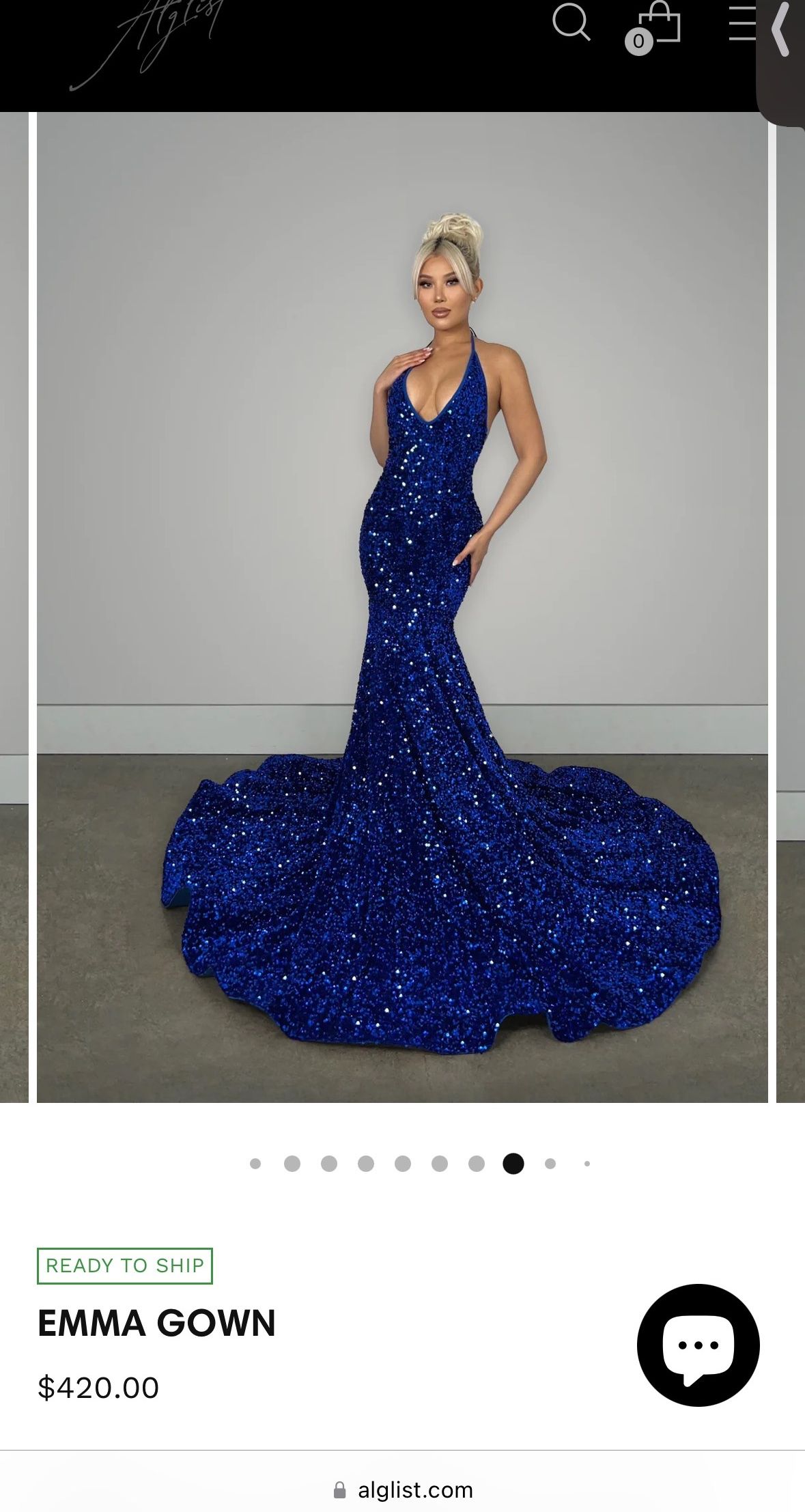 alglist Size 4 Prom Halter Blue Mermaid Dress on Queenly