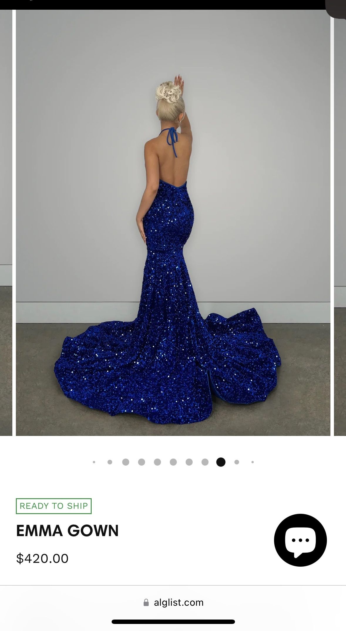 alglist Size 4 Prom Halter Blue Mermaid Dress on Queenly
