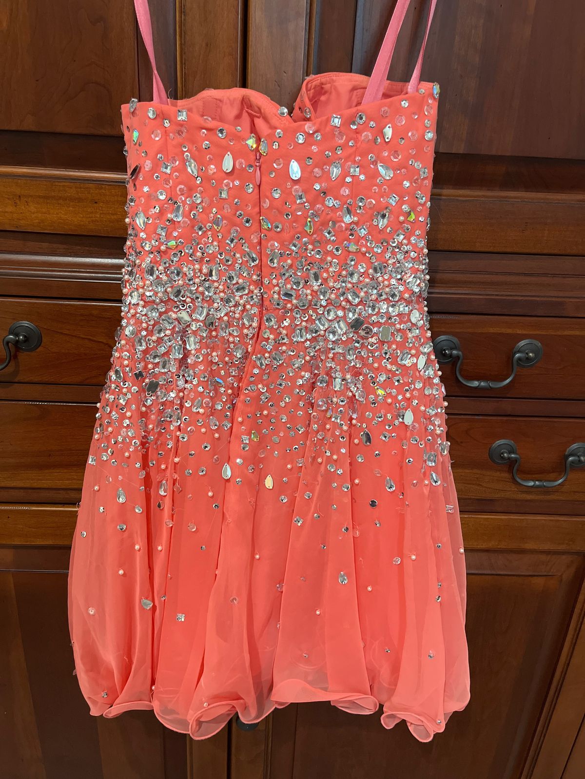 MoriLee Size 0 Strapless Coral Ball Gown on Queenly
