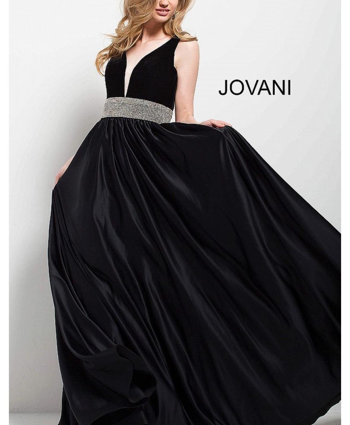 Style 51802 Jovani Size 00 Prom Plunge Black Ball Gown on Queenly