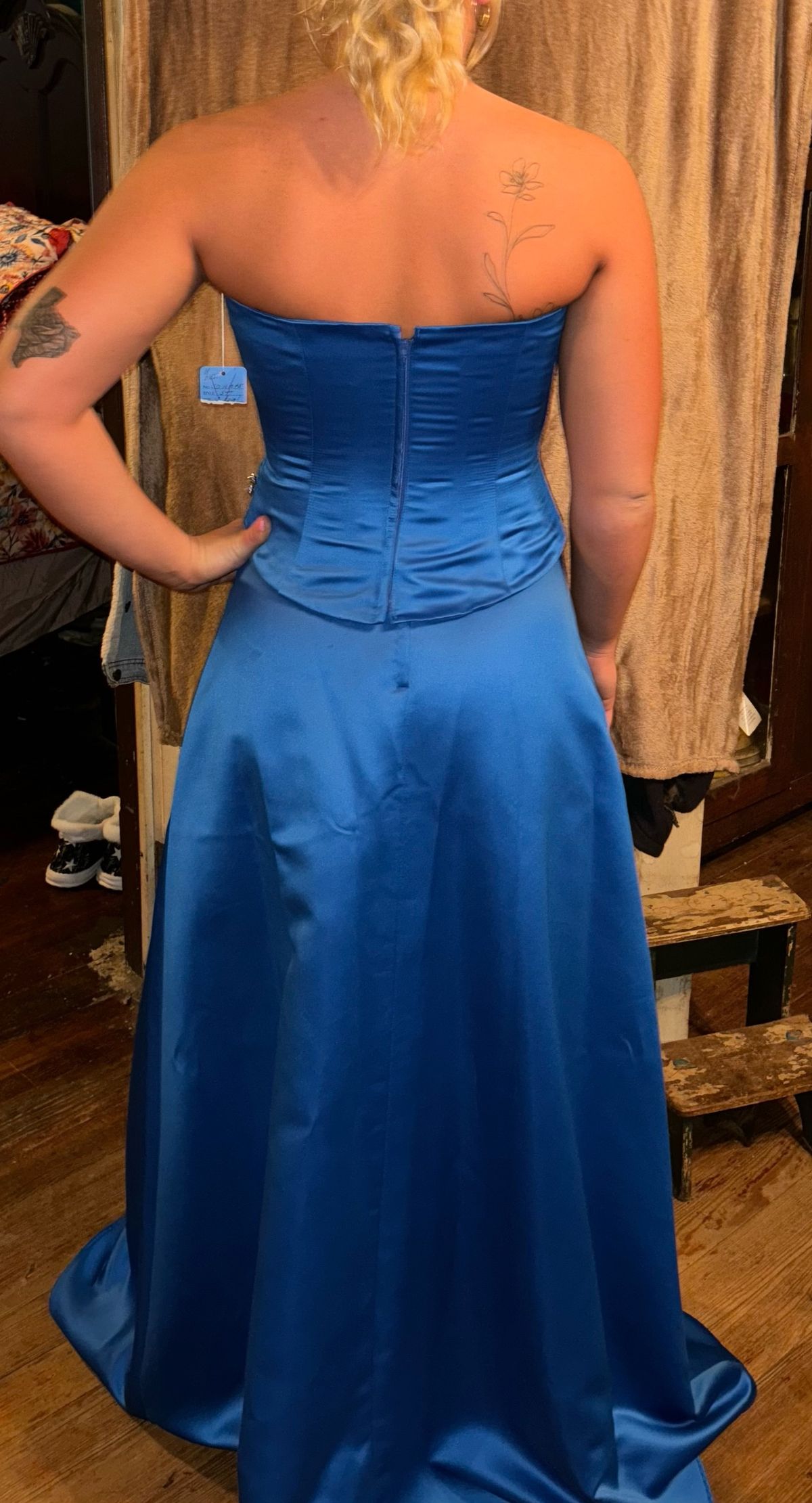 MoriLee Size 10 Prom Strapless Blue Ball Gown on Queenly