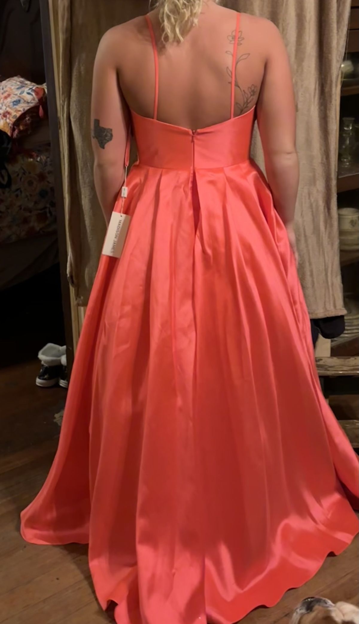 Style 20-361 Madison James Size 10 Prom Plunge Pink Ball Gown on Queenly