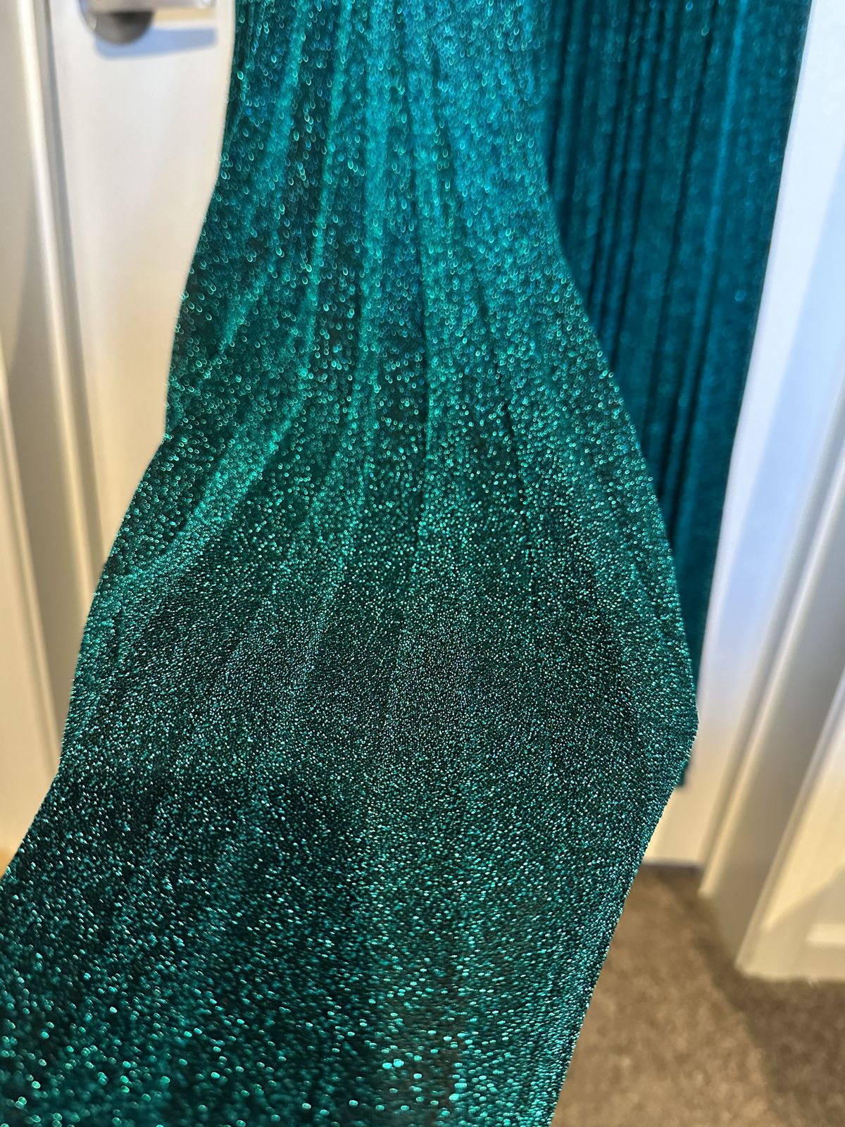 Elizabeth K Plus Size 18 Prom Plunge Turquoise Multicolor Floor Length Maxi on Queenly