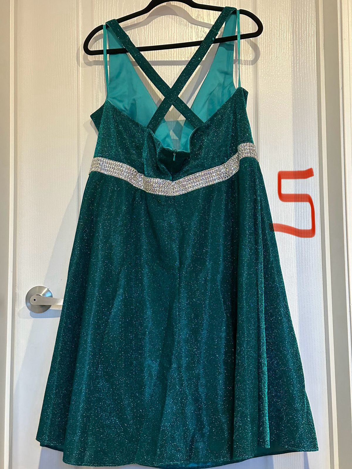 Sydney's Closet Plus Size 20 Homecoming Plunge Turquoise Multicolor Cocktail Dress on Queenly