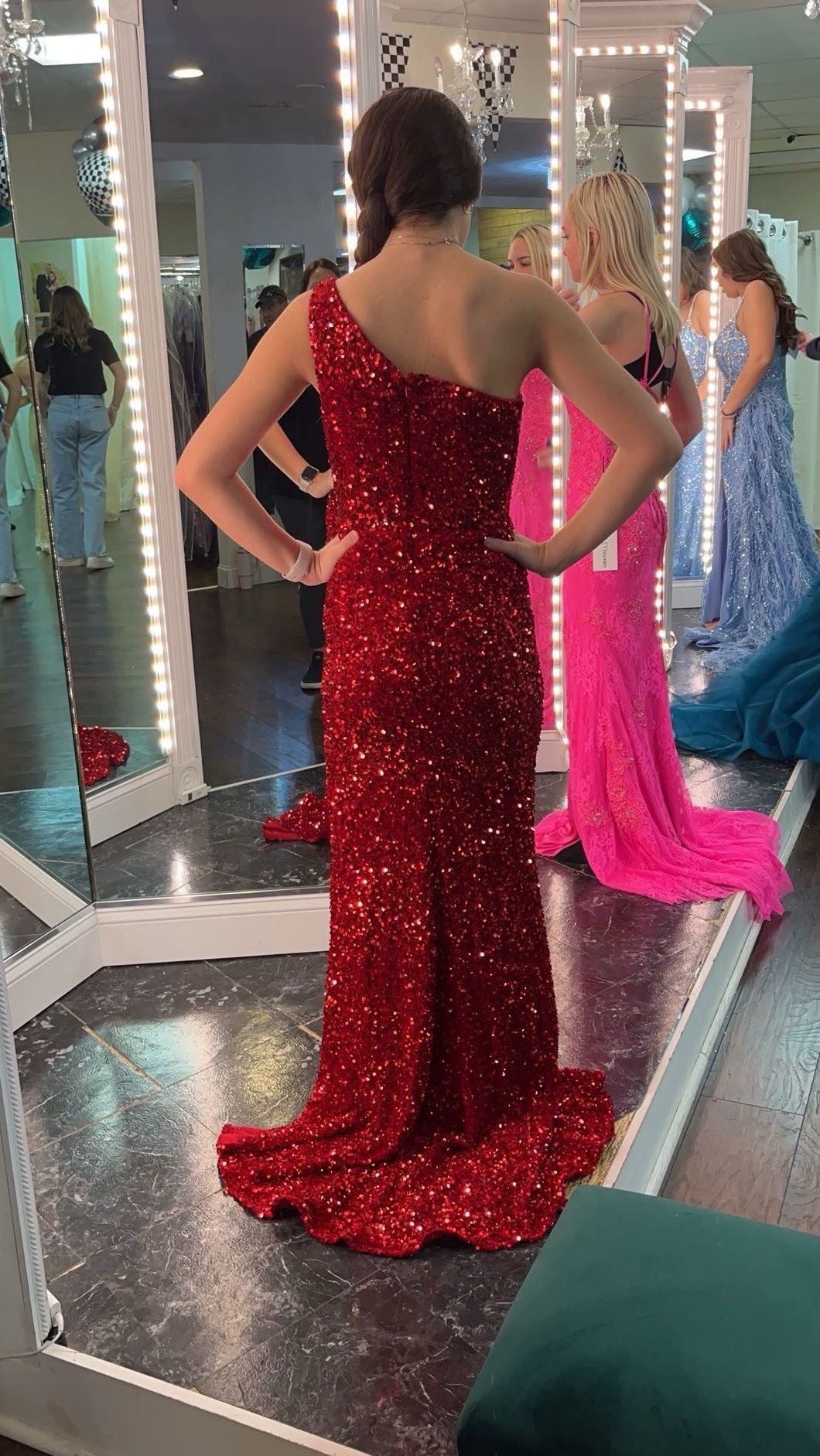 Sherri Hill Size 0 Prom One Shoulder Red Floor Length Maxi on Queenly