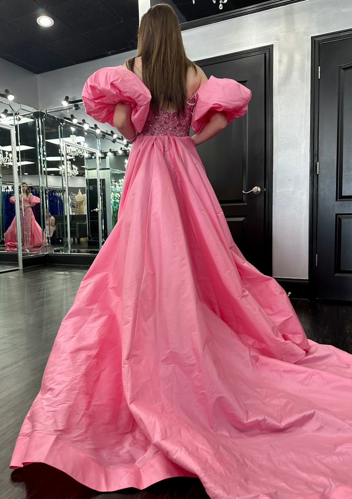 Sherri Hill Size 6 Prom Strapless Satin Light Pink Dress With Train on Queenly