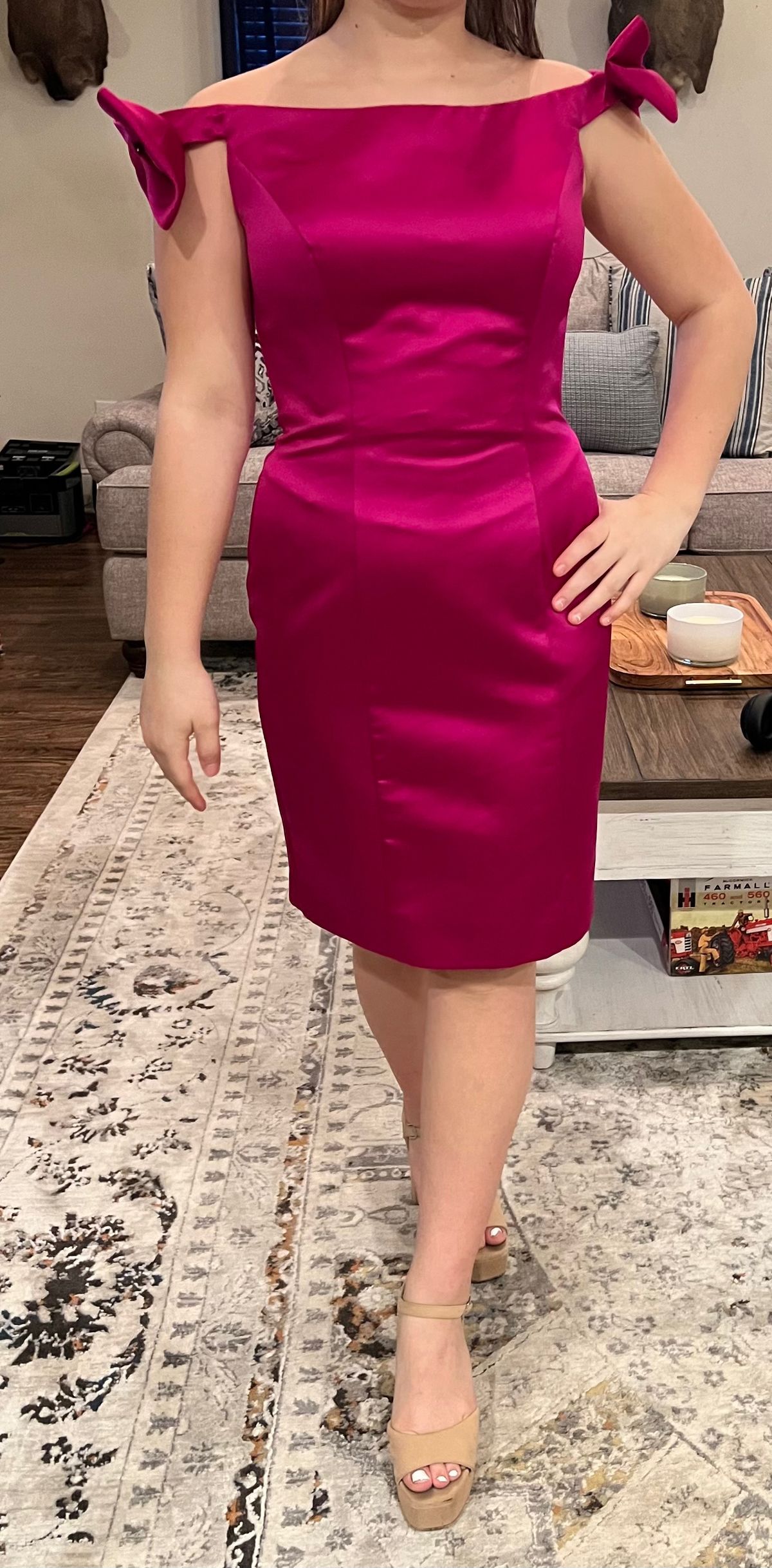 Ashley Lauren Size 8 Homecoming Off The Shoulder Hot Pink Cocktail Dress on Queenly