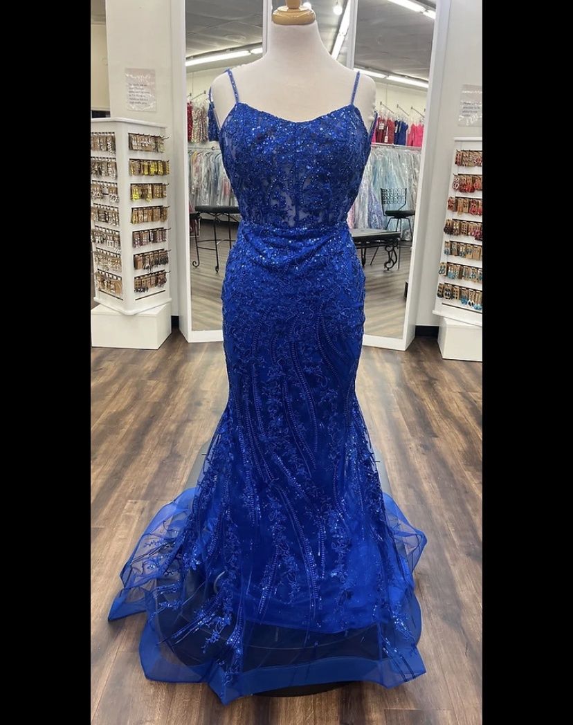 Style 54275 Sherri Hill Size 2 Prom Royal Blue Mermaid Dress on Queenly