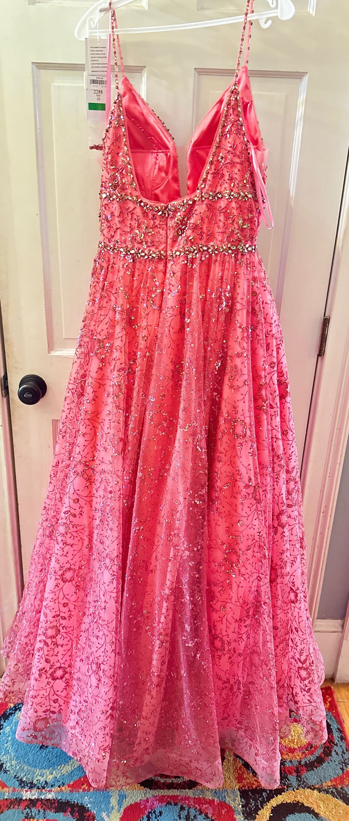 Size 10 Plunge Orange Ball Gown on Queenly