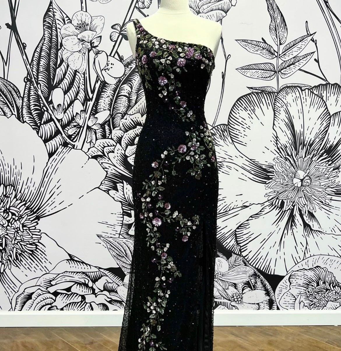 Primavera Size 00 Prom One Shoulder Black Side Slit Dress on Queenly