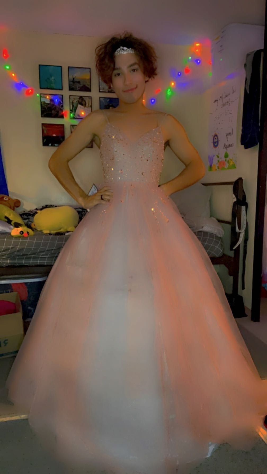 Macy's Size 2 Prom Plunge Pink Ball Gown on Queenly