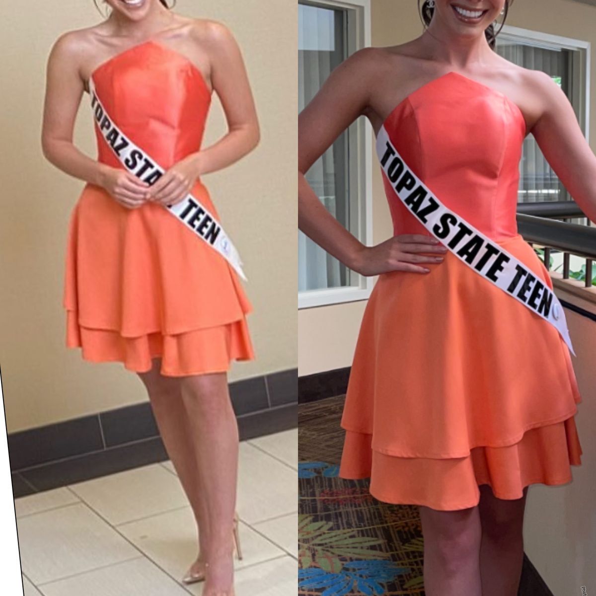 Custom made by Gaspar Cruz Size 00 Homecoming Strapless Orange Cocktail Dress on Queenly