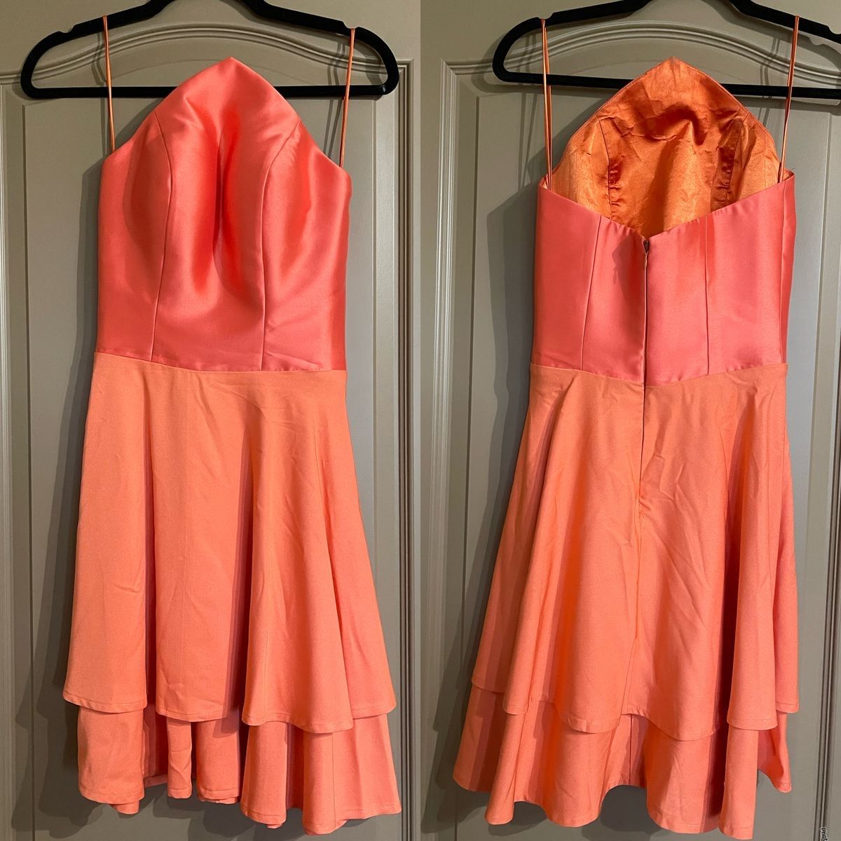 Custom made by Gaspar Cruz Size 00 Homecoming Strapless Orange Cocktail Dress on Queenly