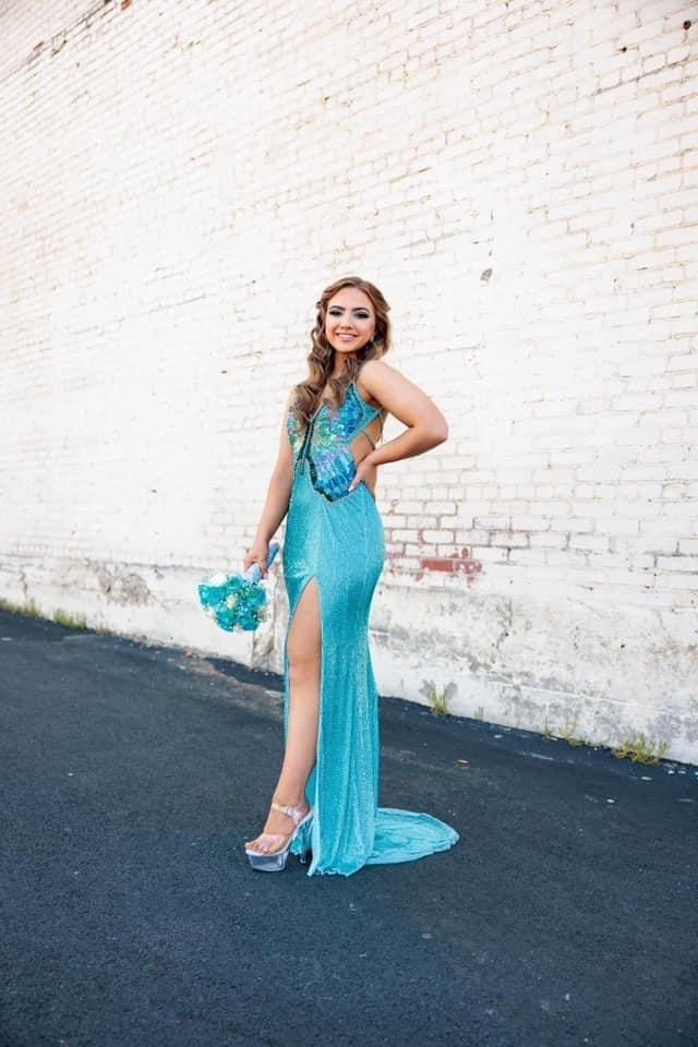 Sherri Hill Size 4 Prom Plunge Blue Dress With Train on Queenly