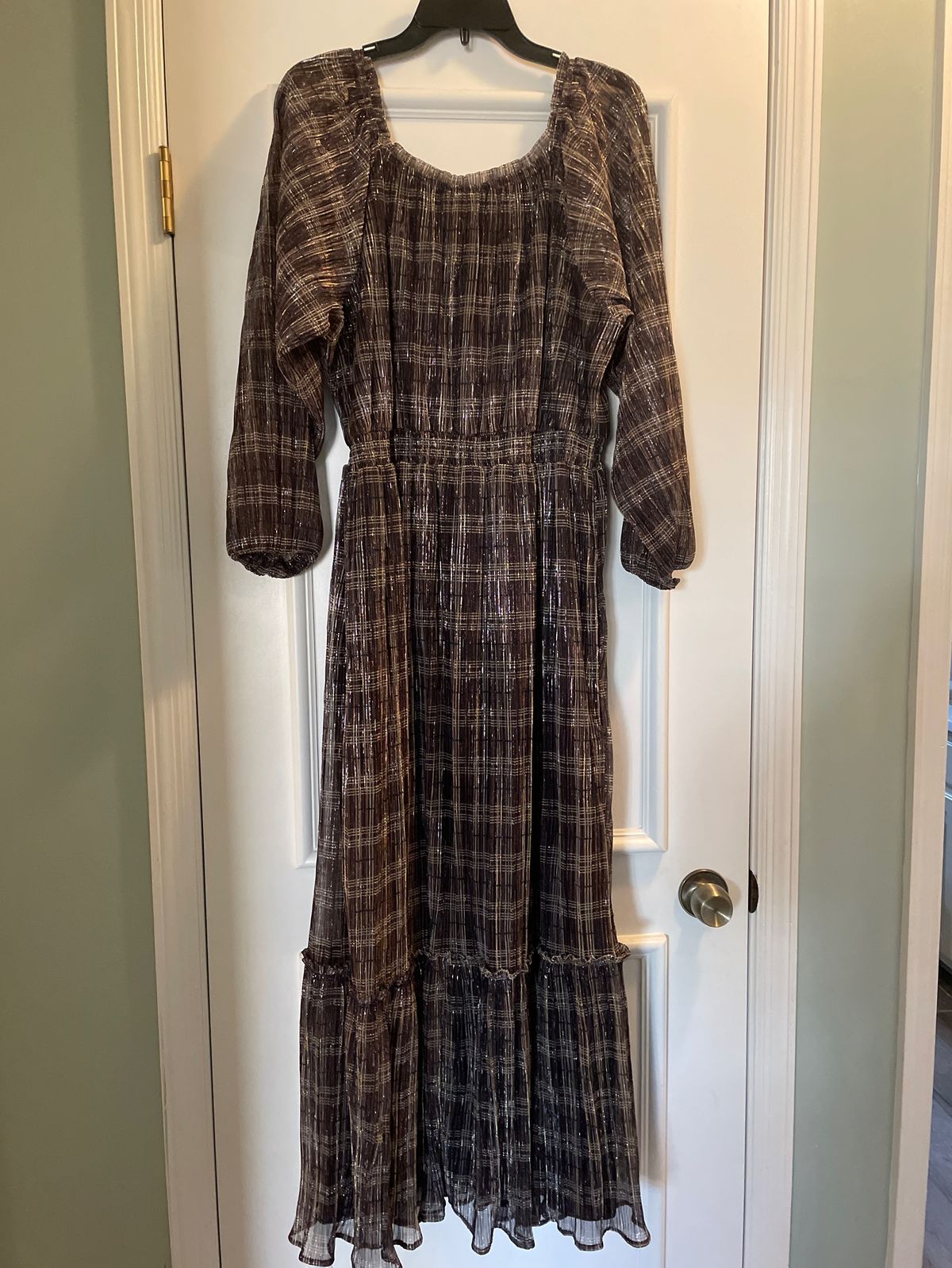 Knox Rose Size L Long Sleeve Brown Floor Length Maxi on Queenly