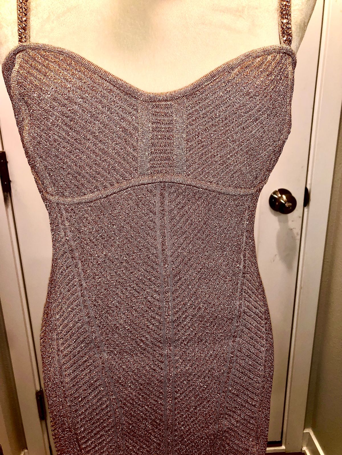 Size L Nightclub Plunge Gold Cocktail Dress on Queenly