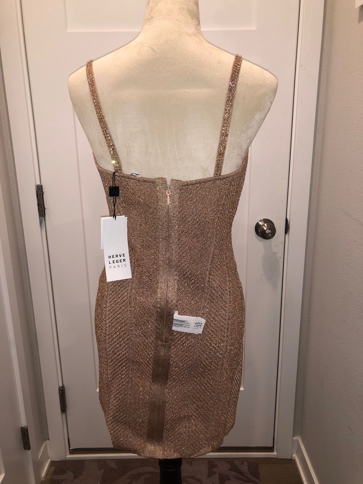 Size L Nightclub Plunge Gold Cocktail Dress on Queenly