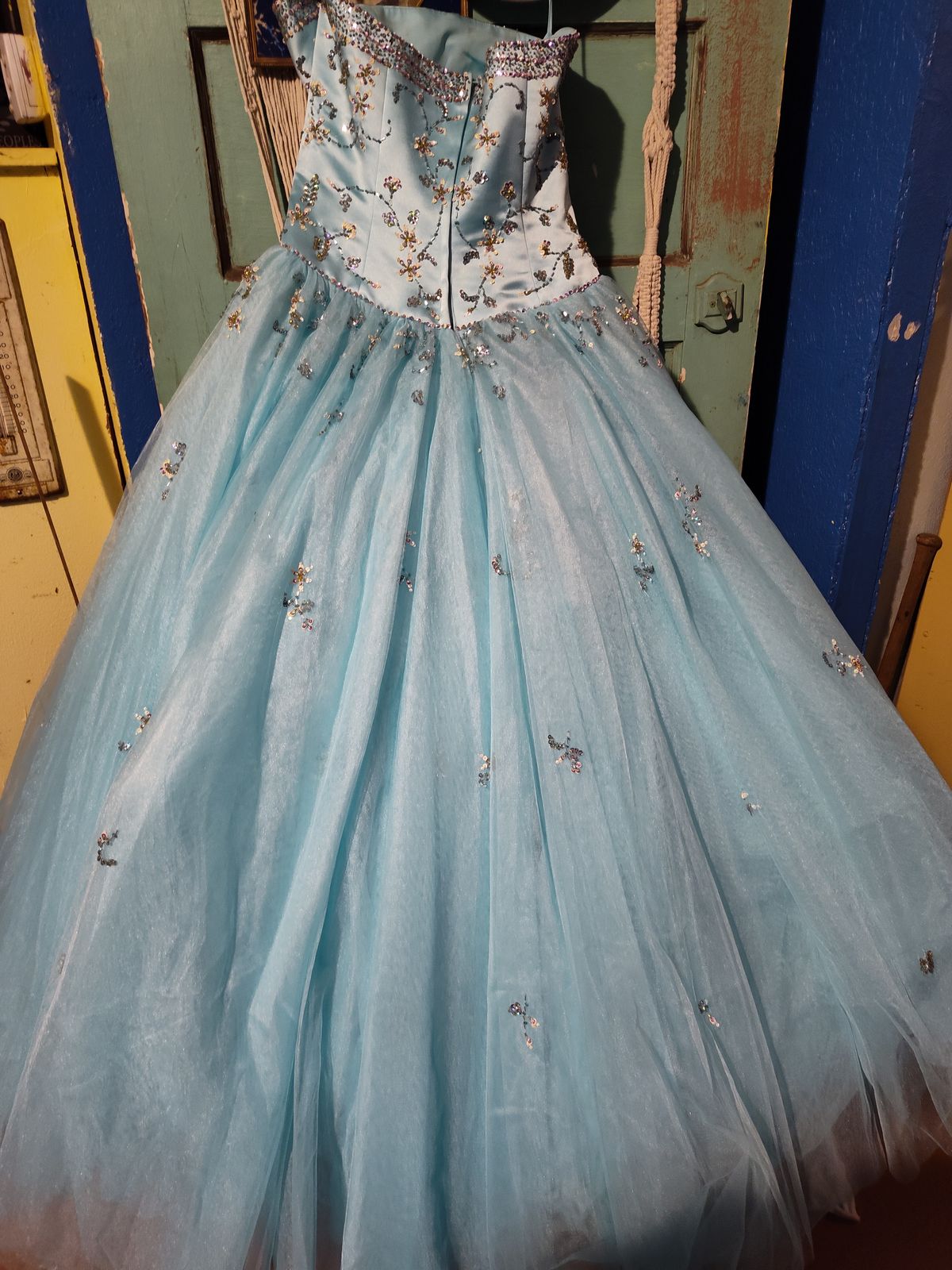 Alyce Designs  Size 10 Pageant Strapless Blue Ball Gown on Queenly