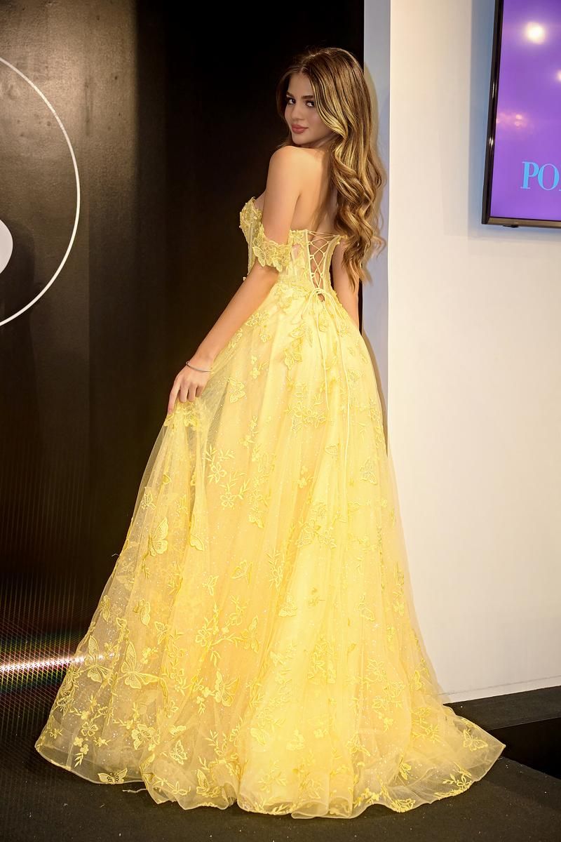 Style PS24513X Portia and Scarlett Size 10 Prom Yellow Ball Gown on Queenly
