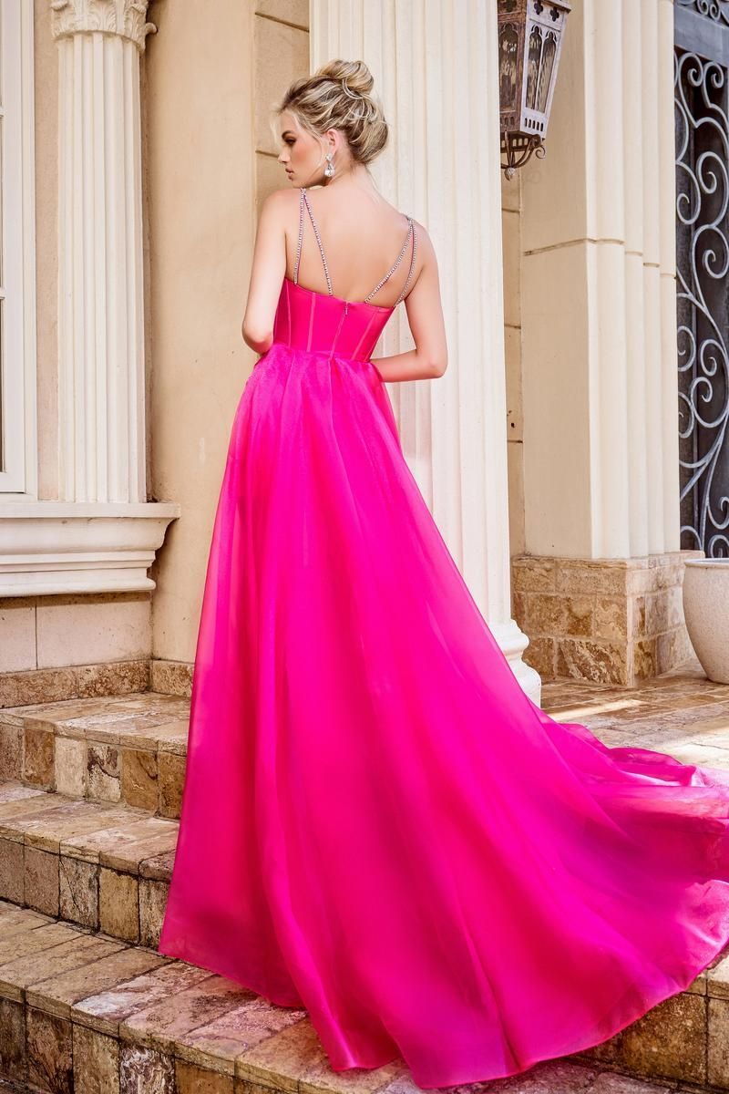 Style PS24509X Portia and Scarlett Size 2 Prom Hot Pink Side Slit Dress on Queenly