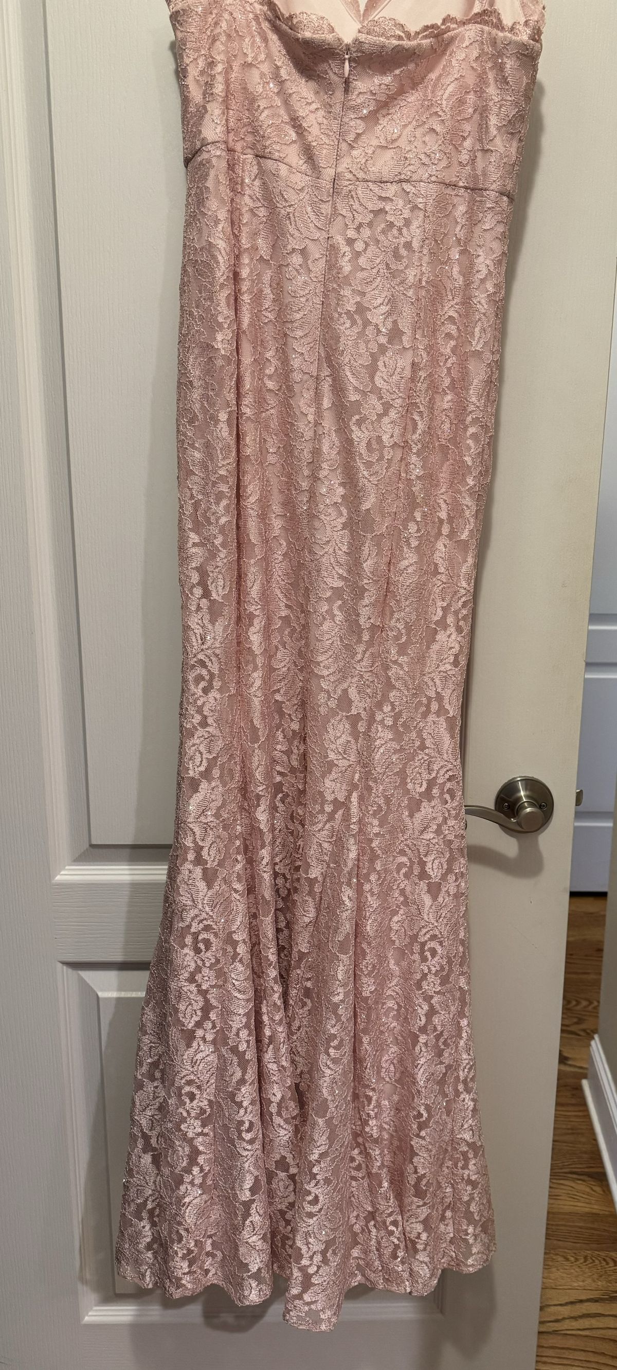 Camille La Vie Size 6 Prom Plunge Pink Mermaid Dress on Queenly