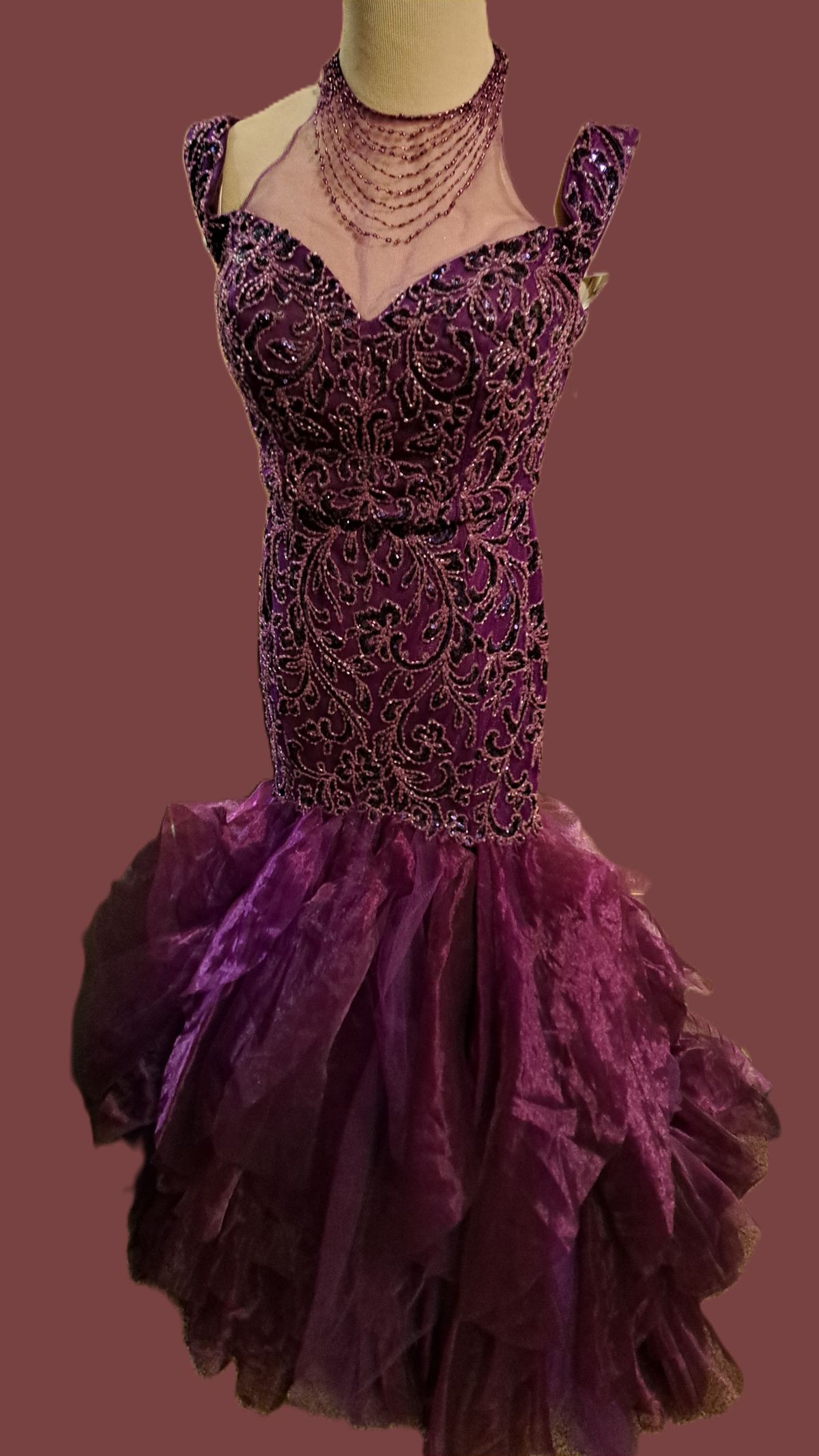 Style RN82673 Ellie Wilde by Mon Cheri  Size 2 Lace Purple Side Slit Dress on Queenly