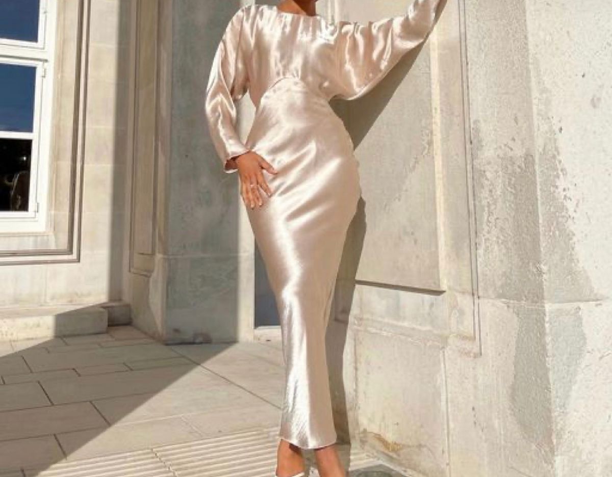 Style 103913801 Asos Size 4 Wedding Guest Long Sleeve Nude Cocktail Dress on Queenly