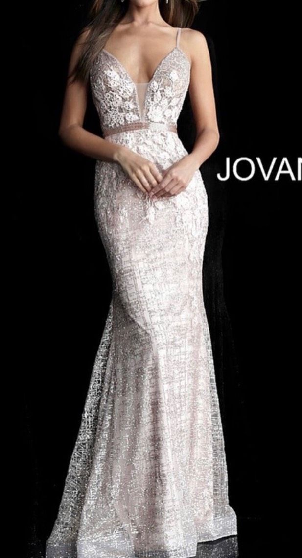 Jovani Size 2 Prom Plunge Rose Gold Dress With Train on Queenly