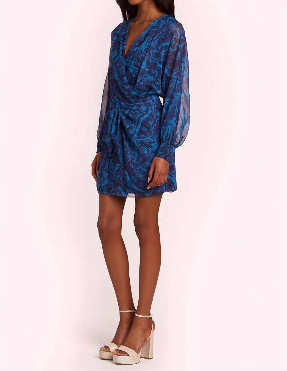 Style 1-1085492826-3236 Amanda Uprichard Size S Plunge Blue Cocktail Dress on Queenly