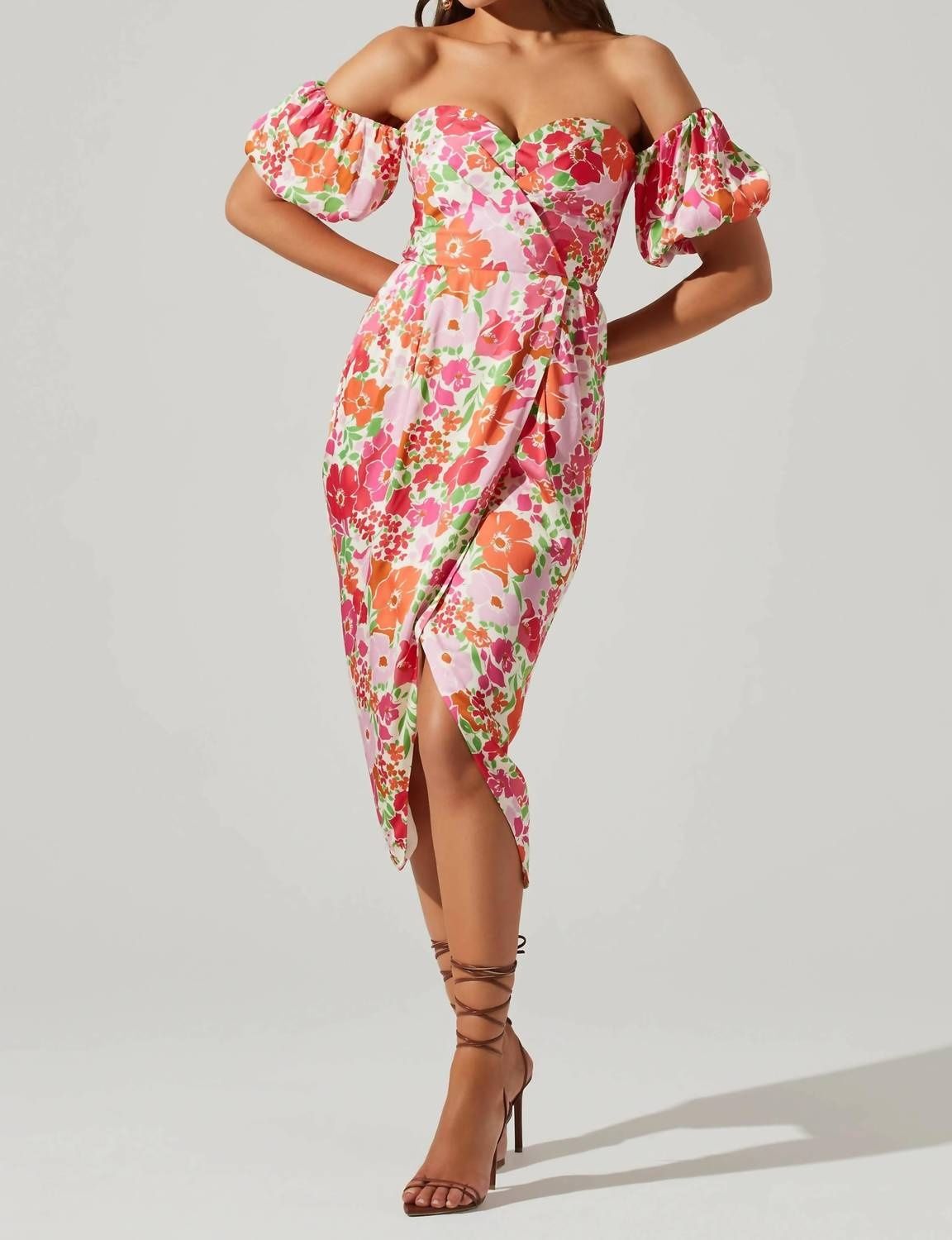 Style 1-147126409-3855 ASTR Size XS Off The Shoulder Floral Pink Cocktail Dress on Queenly