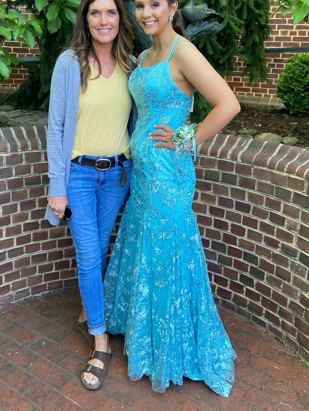 Style C12019 Colette Mon Cheri Size 10 Prom Blue Mermaid Dress on Queenly