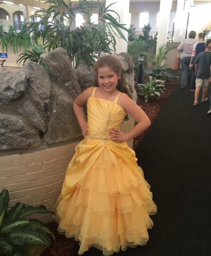 Tiffany Designs Girls Size 10 Pageant Yellow Ball Gown on Queenly