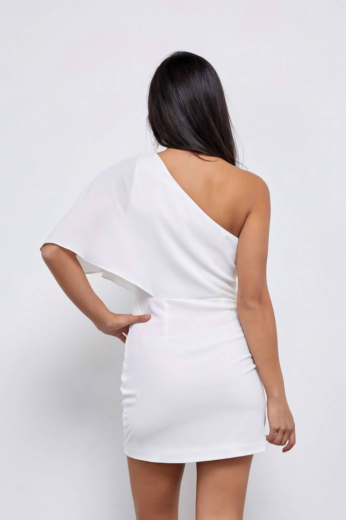 Style 1-1828799642-2696 DO+BE Size L One Shoulder White Cocktail Dress on Queenly