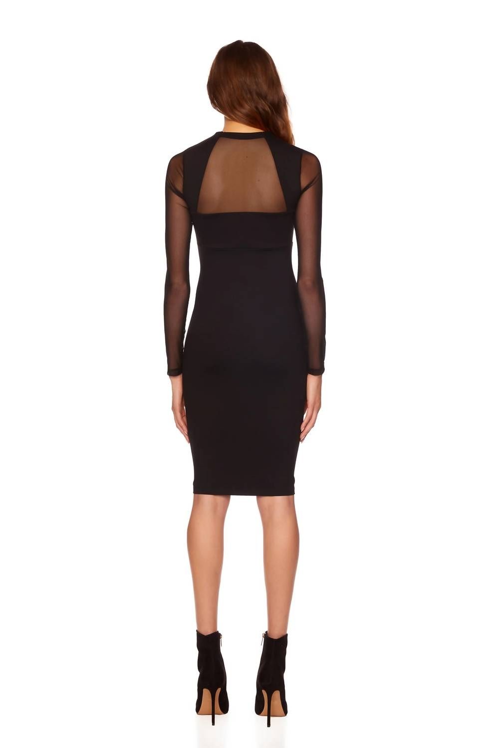 Style 1-2174794898-3236 Susana Monaco Size S Long Sleeve Sheer Black Cocktail Dress on Queenly