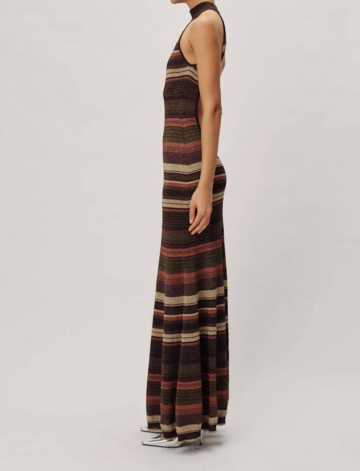 Style 1-2482613370-3236 RONNY KOBO Size S Halter Brown Floor Length Maxi on Queenly