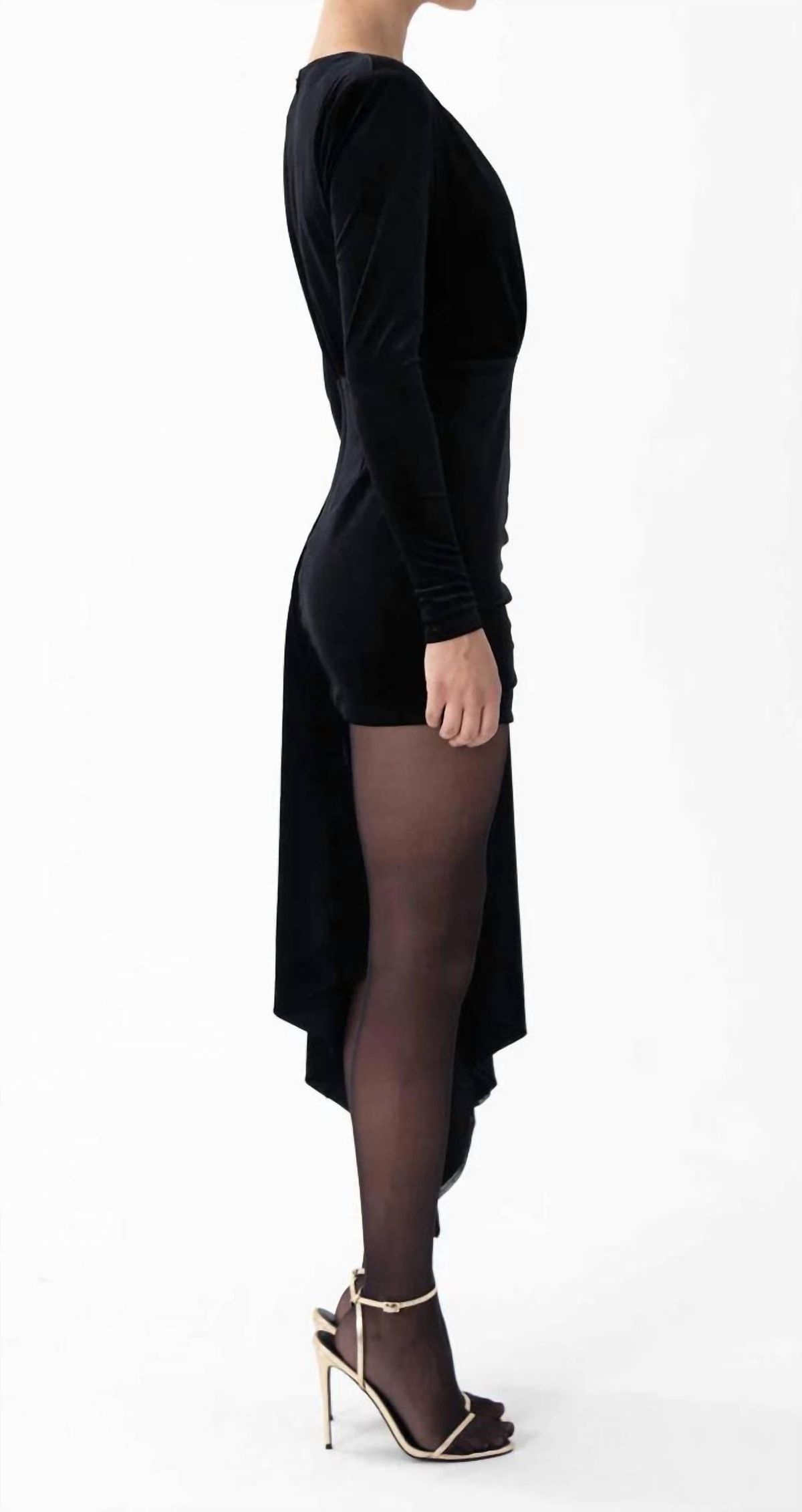 Style 1-3033425140-2901 RONNY KOBO Size M Plunge Velvet Black Cocktail Dress on Queenly