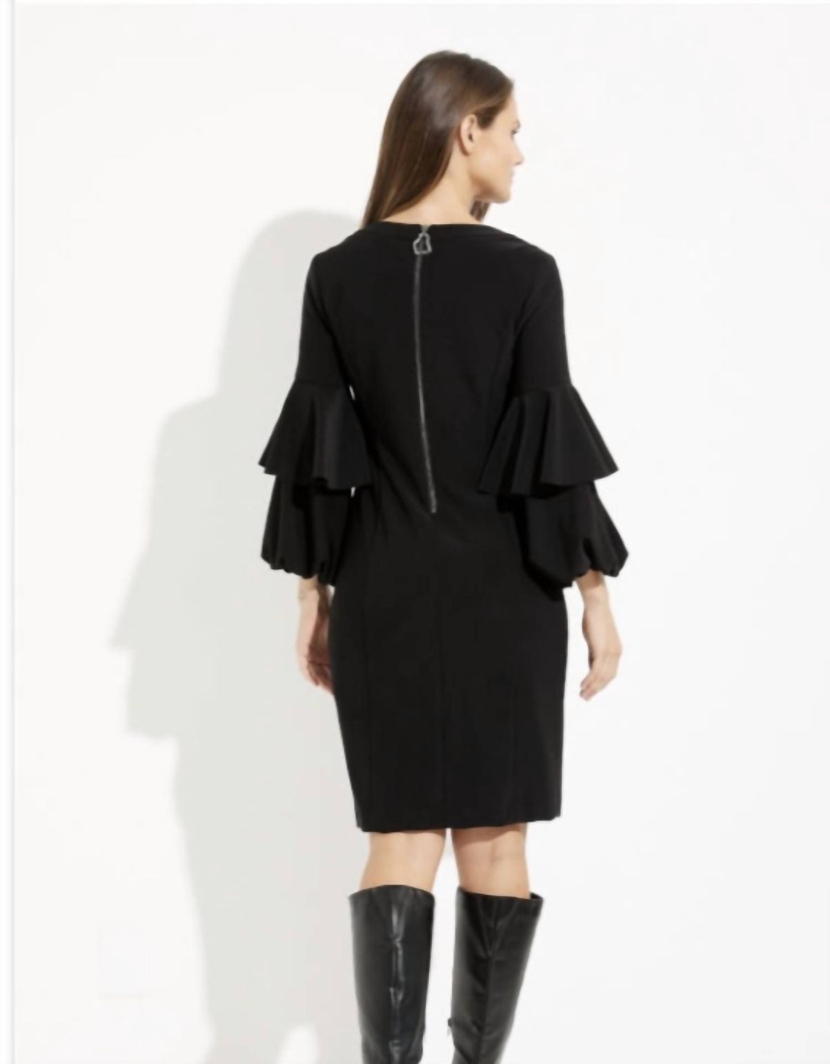 Style 1-3114514449-238 Joseph Ribkoff Size 12 Long Sleeve Black Cocktail Dress on Queenly
