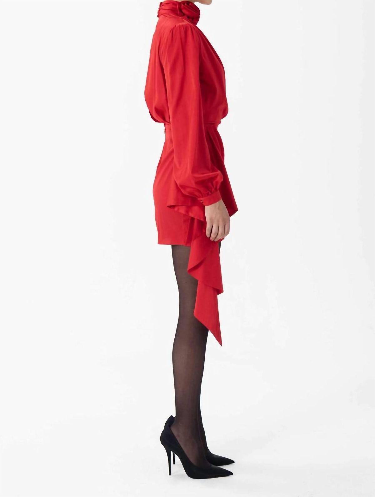 Style 1-3296549177-3855 RONNY KOBO Size XS Long Sleeve Satin Red Cocktail Dress on Queenly