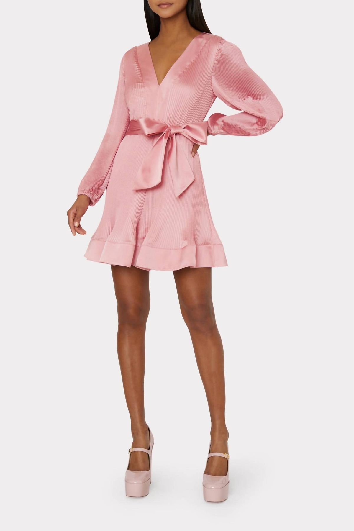 Style 1-3468177063-1498 MILLY Size 4 Long Sleeve Rose Gold Cocktail Dress on Queenly