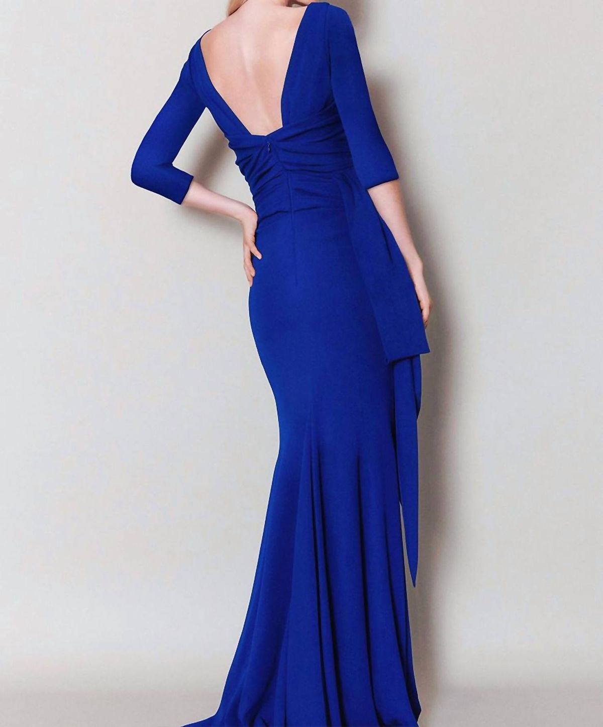 Style 1-3854337439-5481 Talbot Runhof Size 12 Pageant Blazer Blue Floor Length Maxi on Queenly