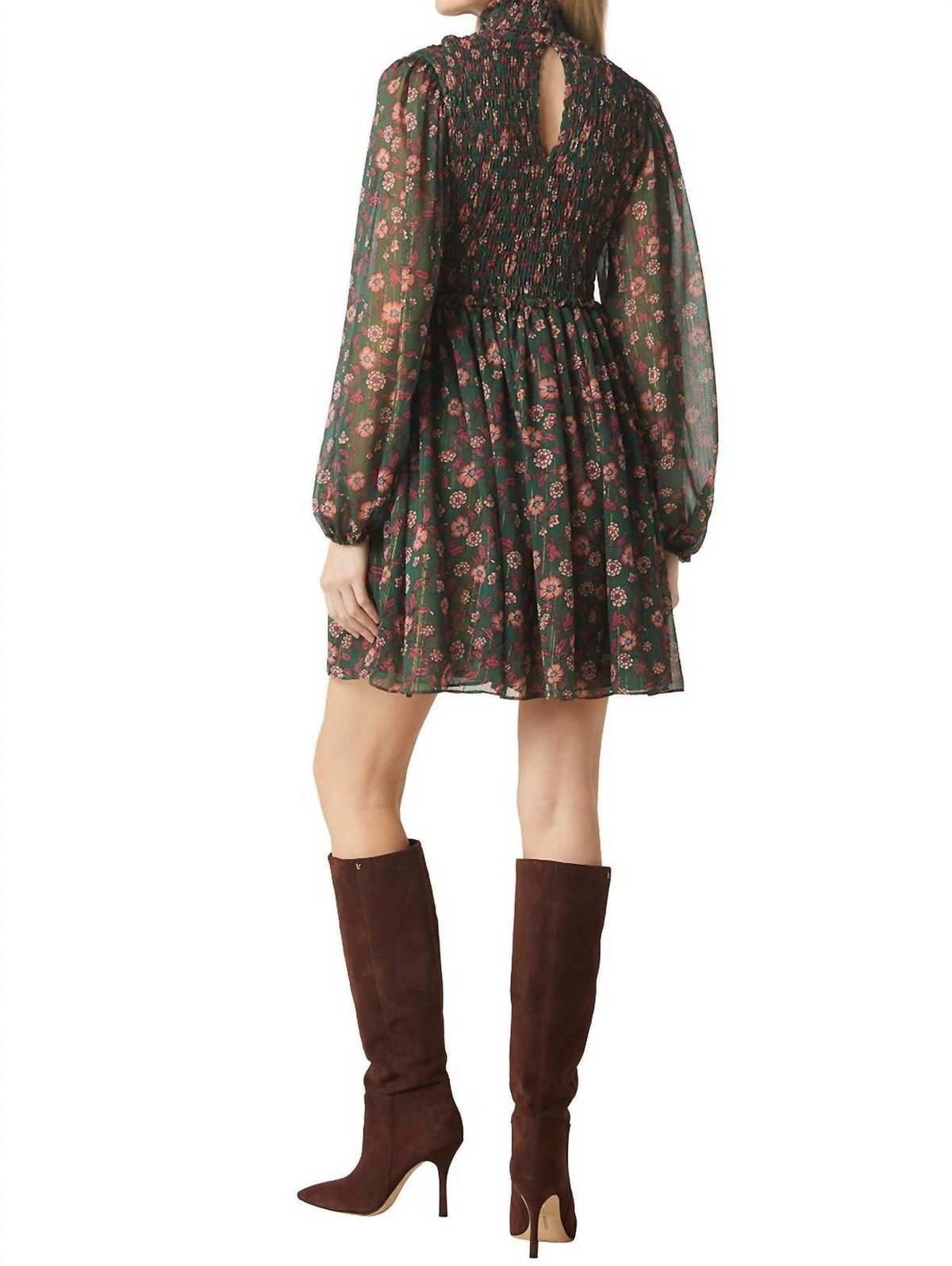 Style 1-4038947836-3236 Misa Los Angeles Size S Long Sleeve Floral Green Cocktail Dress on Queenly