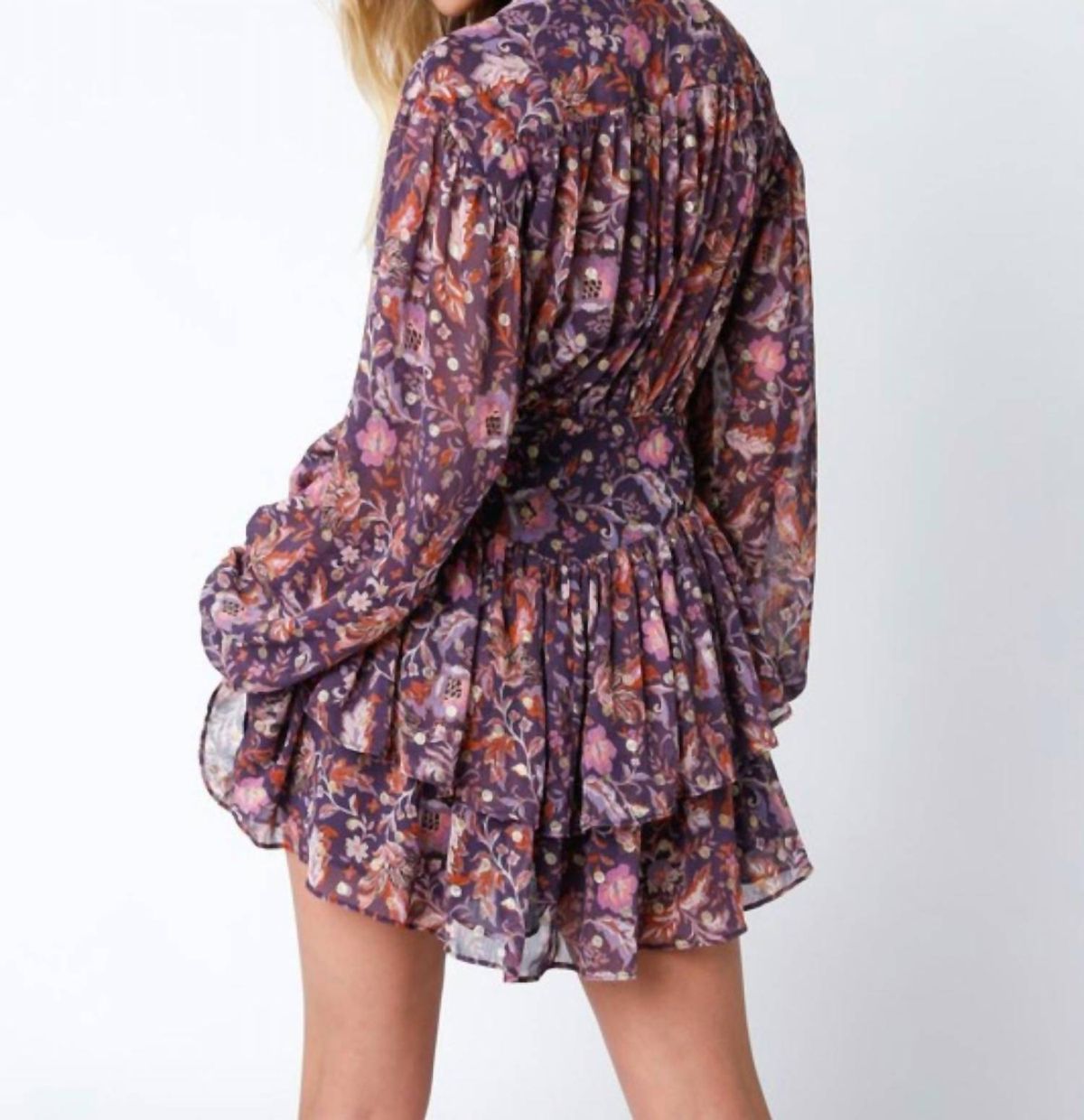 Style 1-450582738-2790 OLIVACEOUS Size L Floral Purple Cocktail Dress on Queenly