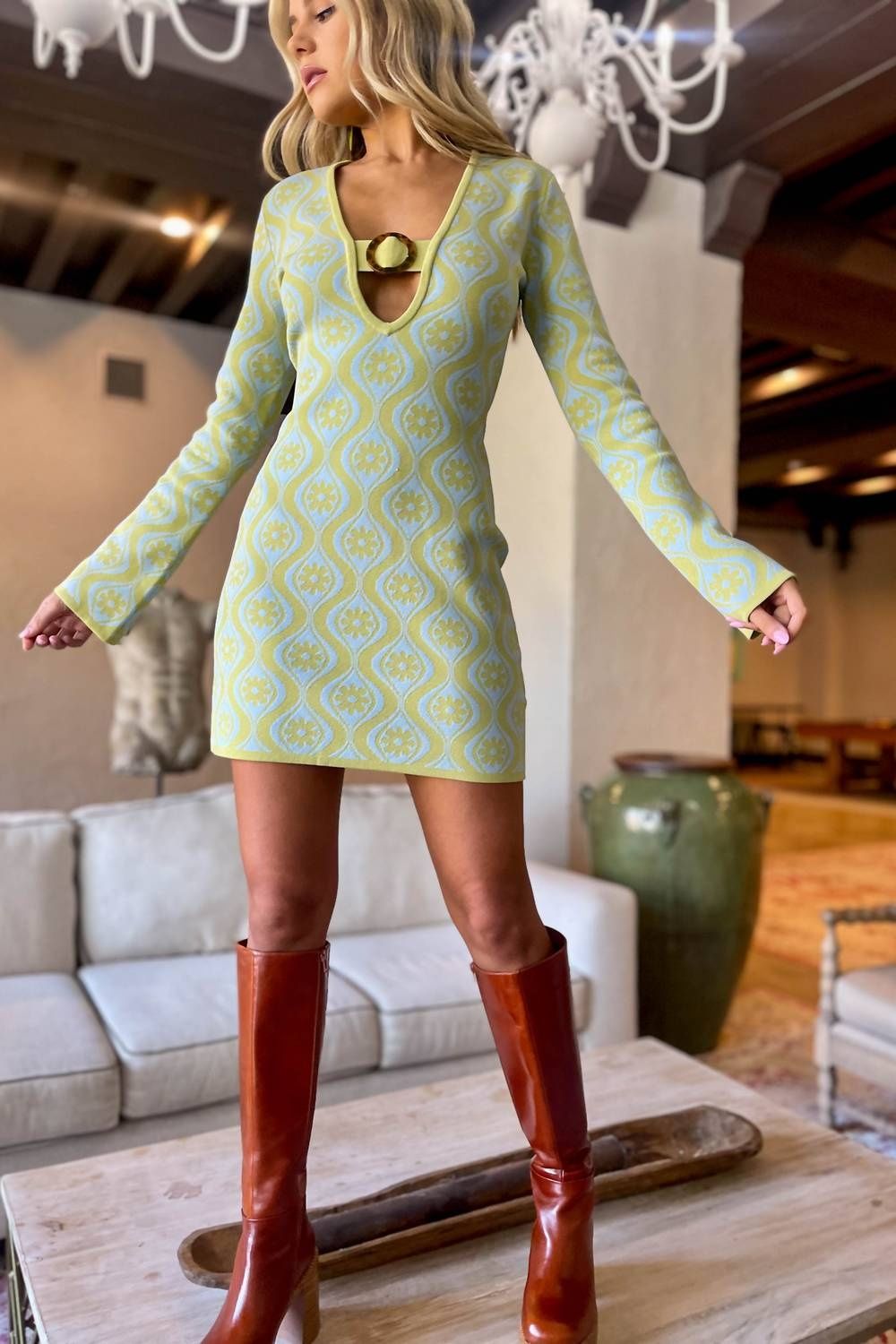 Cocktail dress with cheap knee high boots