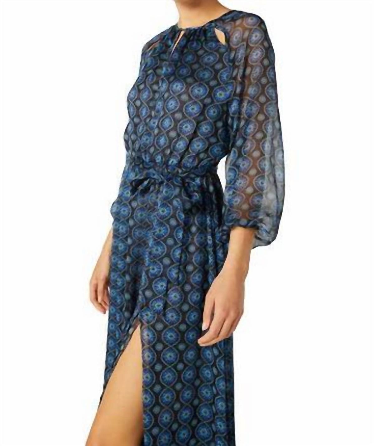 Style 1-927121988-2696 Misa Los Angeles Size L Sheer Blue Cocktail Dress on Queenly