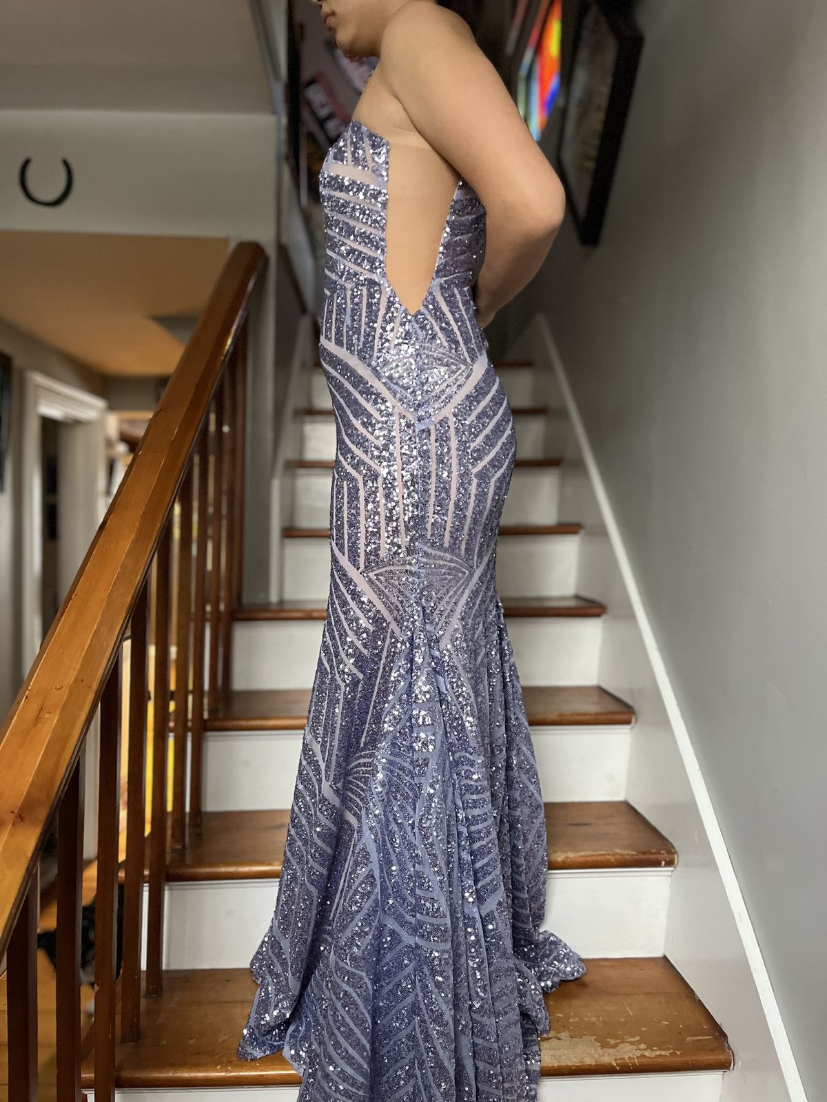 Style 06017 Jovani Size 8 Prom One Shoulder Light Blue Floor Length Maxi on Queenly