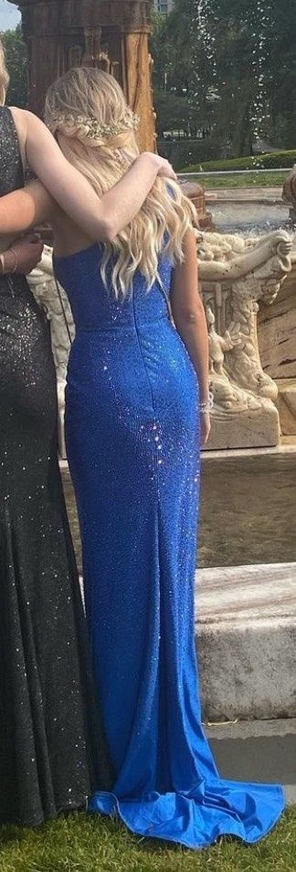 Sherri Hill Size 00 Prom One Shoulder Blue Side Slit Dress on Queenly